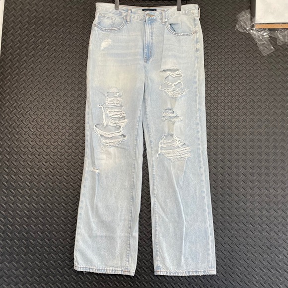 Aeropostale Skater Light Washed Wide Leg High Rise Denim Jeans Distressed Sz 10 - Picture 1 of 9